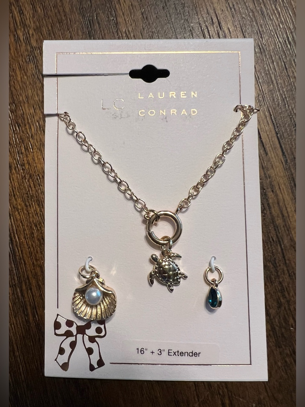 Brand New-LC Lauren Conrad Gold Tone Sealife Charm Necklace